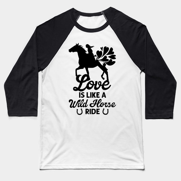 Valentine's Day Horse Riding Love Horse Silhouette Baseball T-Shirt by Tom´s TeeStore